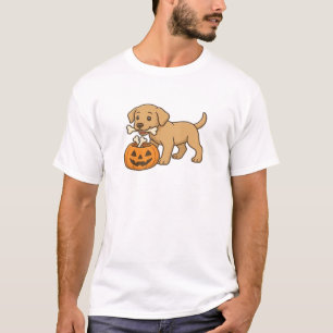 Halloween-Welpe mit Knochen und Kürbis-Pal-Klassik T-Shirt