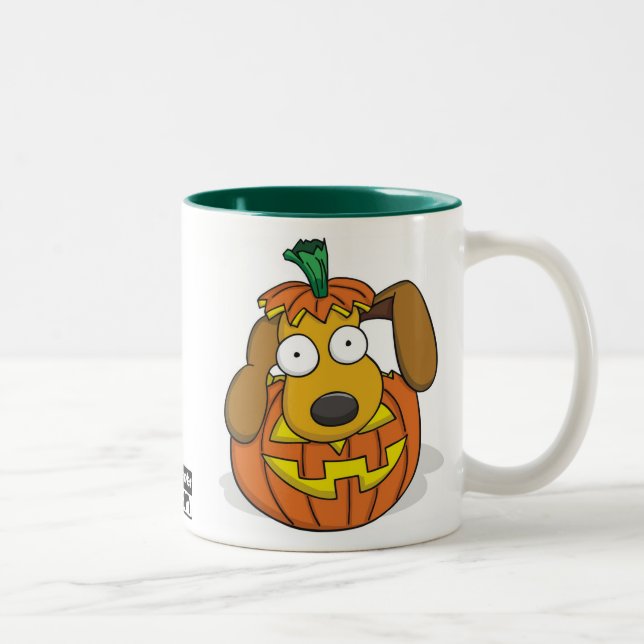 Halloween-Welpen-Tasse Zweifarbige Tasse (Rechts)