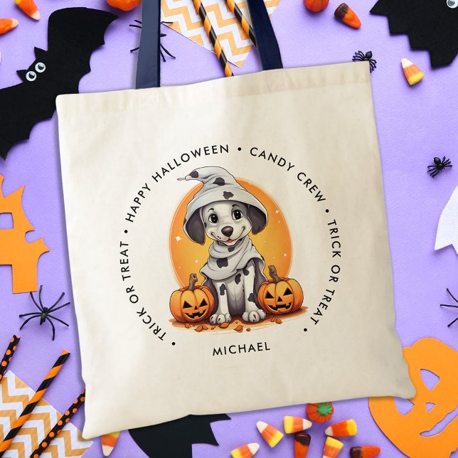 Halloween Welpenhund Personalisiert Trick oder Beh Tragetasche (Von Creator hochgeladen)