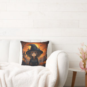 Halloween-Wendehexe und -Katze Kissen