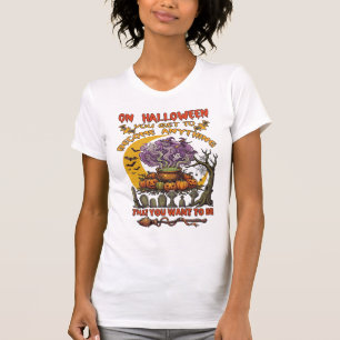 Halloween Werde Alles Kessel Katze Geist Kürbis T-Shirt