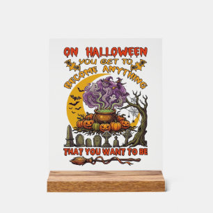 Halloween Werde Alles Kessel Katze Geist Kürbisse Acrylschild