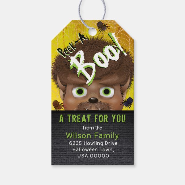 Halloween Werewolf Monster Flüchtige Blick A Boo-A Geschenkanhänger (Vorderseite)