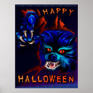 Halloween Werewolf Print Poster