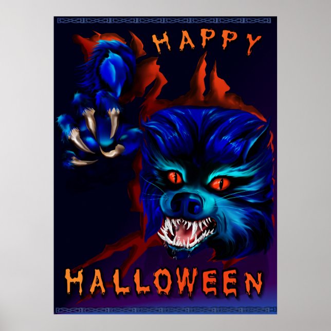 Halloween Werewolf Print Poster (Vorne)