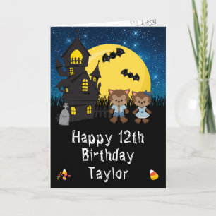 Halloween Werwolf Blau Alles Gute zum Geburtstag Karte