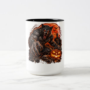 Halloween-Werwolf – Erschreckender Wolfsmensch in Zweifarbige Tasse