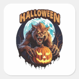 Halloween-Werwolf Quadratischer Aufkleber