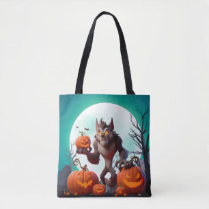 Halloween-Werwolf und Kürbisse