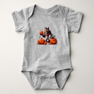 Halloween-Werwolf und Kürbisse Baby Strampler