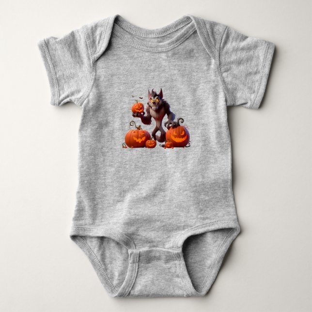 Halloween-Werwolf und Kürbisse Baby Strampler (Vorderseite)