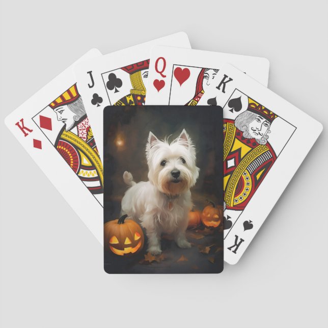 Halloween West Highland White Terrier Pumpkins Spielkarten (Rückseite)