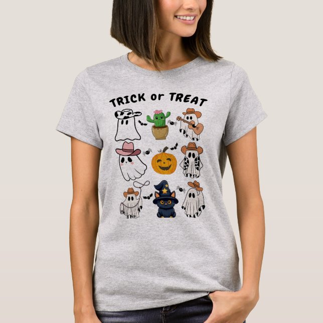 Halloween Western Cowboy Ghost T - Shirt (Vorderseite)