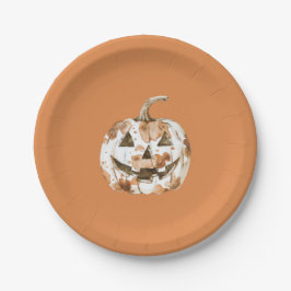 Halloween Western Cowgirl Cowboy Orange Pumpkin Pappteller
