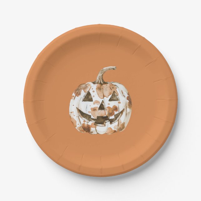 Halloween Western Cowgirl Cowboy Orange Pumpkin Pappteller (Vorderseite)