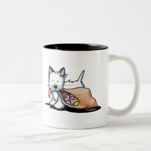 Halloween Westie Dog Cat Zweifarbige Tasse