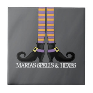 Halloween Whimsical Black Hexenschuhe Funny Fliese
