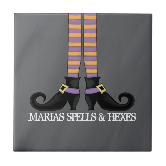 Halloween Whimsical Black Hexenschuhe Funny Fliese (Vorderseite)