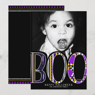 Halloween Whimsical Boo Typ Purpur Orange Foto Einladung