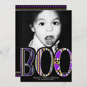 Halloween Whimsical Boo Type Lila Orange Foto Einladung