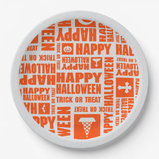 Halloween Whimsical Cool Typografy Orange Pappteller