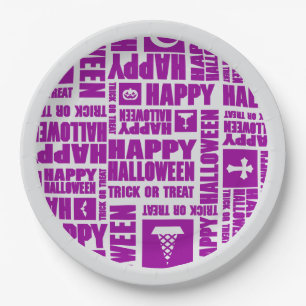 Halloween Whimsical Coole Typografie Lila Pappteller