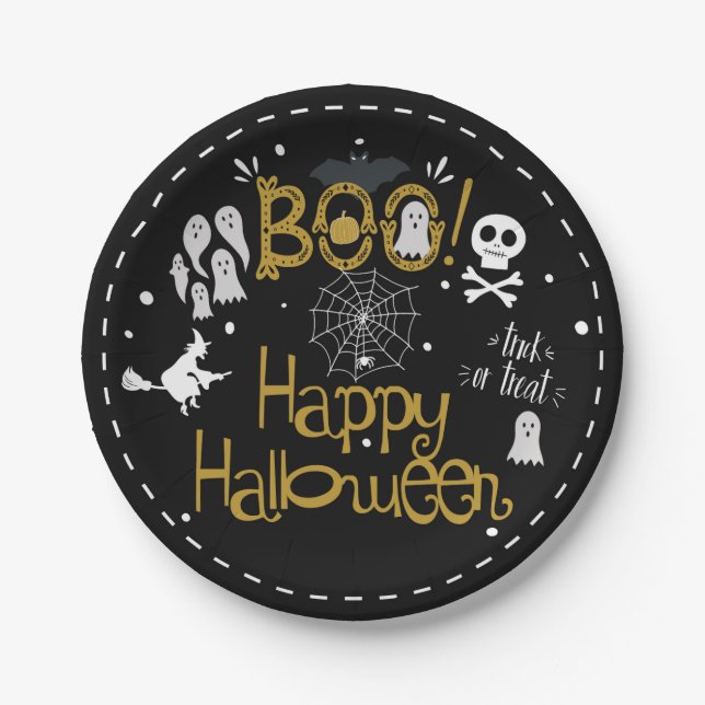Halloween Whimsical Hand Dracht Party Pappteller (Vorderseite)
