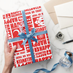 Halloween Whimsical Lustige Typografie Rot Geschenkpapier