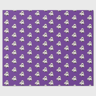 Halloween Whimsical Lustiger Hund Geist Lila Geschenkpapier