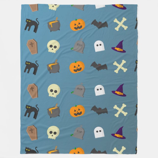 Halloween Whimsical Niedlich Pattern Bluegray Fleecedecke (Vorderseite)