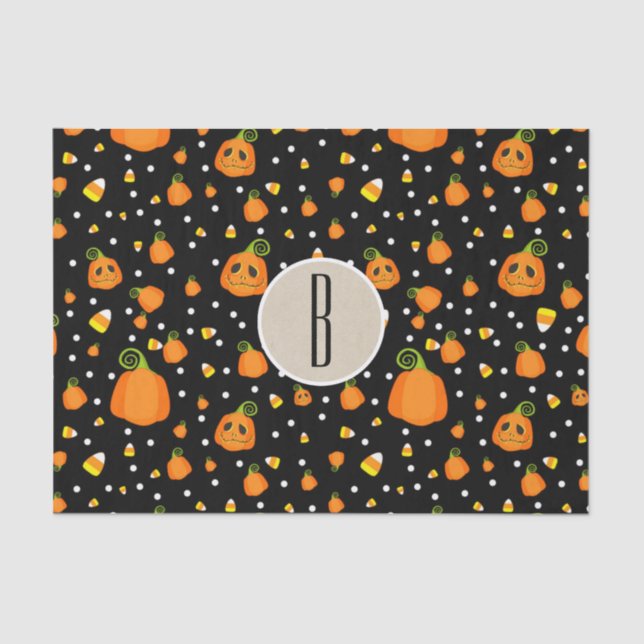 Halloween Whimsical Pumpkins Rustic Kraft Seidenpapier (Vorderseite)