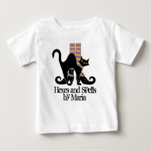Halloween Whimsical Süße schwarze Katzen Hexenschu Baby T-shirt