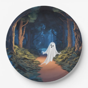 Halloween White Ghost in Wald Pappteller