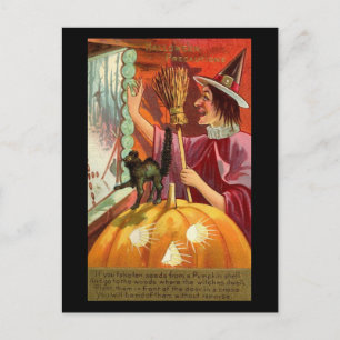 Halloween Wie man Hexen Vintag in die Runde bekomm Postkarte