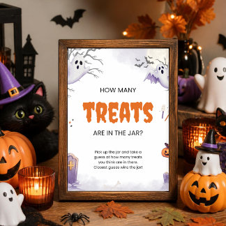 Halloween Wie viele Süßigkeiten sind im Glas Schil Poster