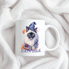 Halloween-Wildkatze in Hexenhut Zweifarbige Tasse