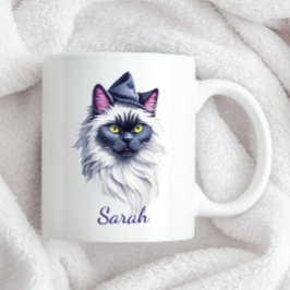 Halloween-Wildkatze in Hexenhut Zweifarbige Tasse