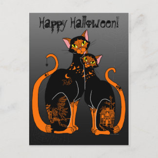 Halloween Willow Gemustert Cats Postkarte