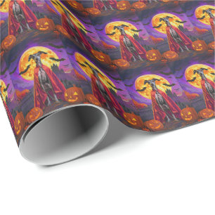 Halloween Windhund Berg Vampir Kürbisse Geschenkpapier