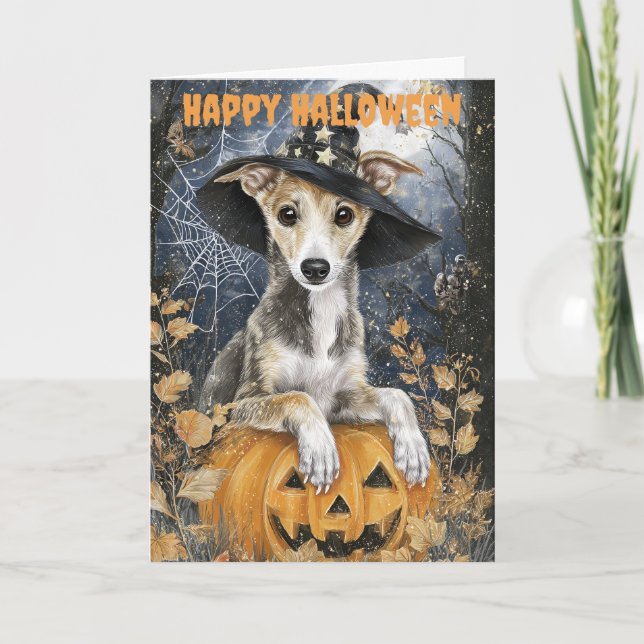 Halloween-Windhund Feiertagskarte (Vorderseite)
