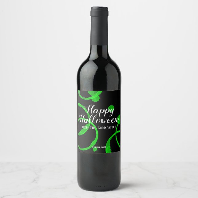Halloween Wine Label Green Venom Weinetikett (Vorderseite)