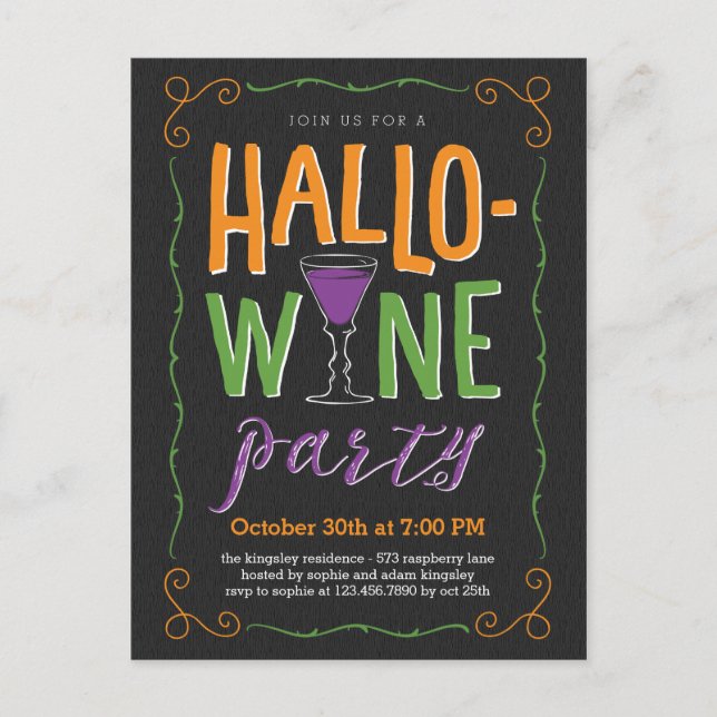 Halloween Wine Party Einladung Postcard (Vorderseite)