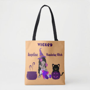 Halloween Wing Wanderhexe Orange Niedliche Katze