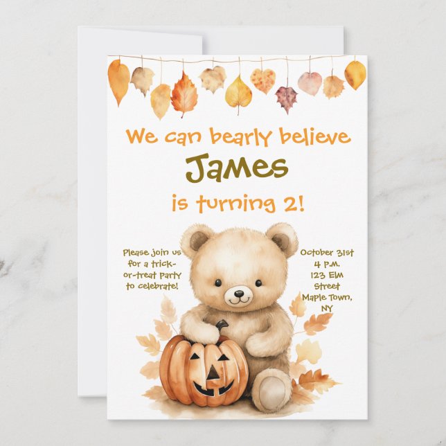 Halloween "Wir können früh glauben, dass er zwei i Einladung (Vorderseite)