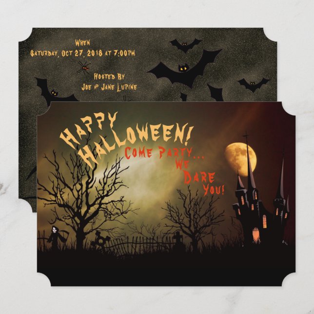 Halloween - Wir wagen dich Einladung (Vorne/Hinten)