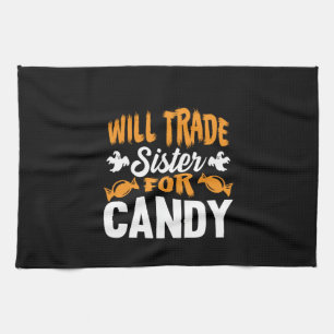 Halloween wird Schwester für Candy Geburtstag taus Geschirrtuch