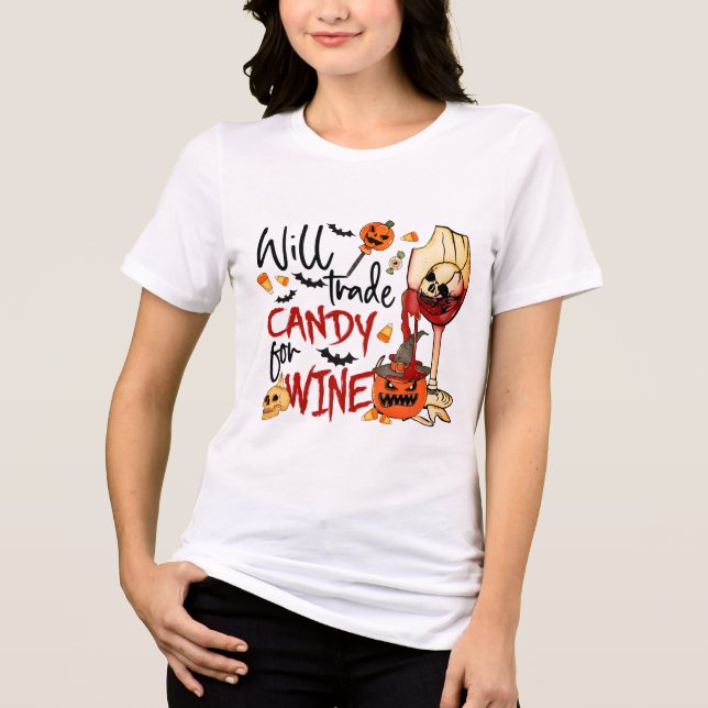 Halloween wird Süßigkeiten für Weinkölzer verkaufe Tri-Blend Shirt (Vorderseite)