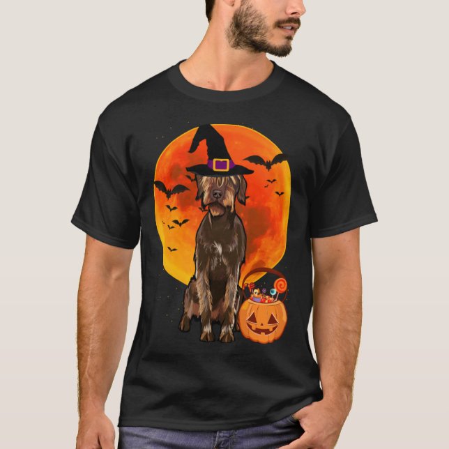 Halloween Wirehaired Pointing Griffon Jack O Lante T-Shirt (Vorderseite)