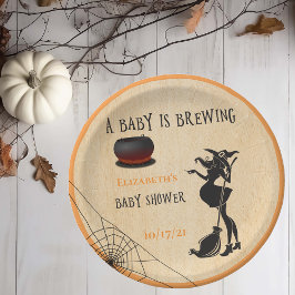 Halloween Witch Baby Brauen Dusche Pappteller