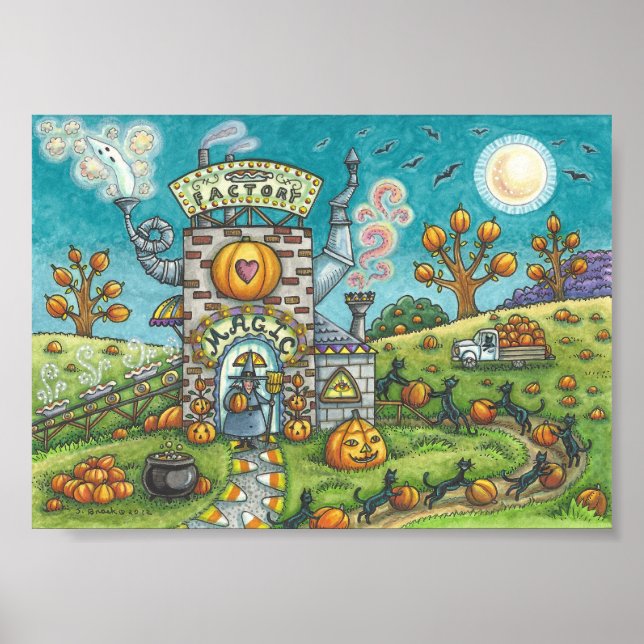 Halloween WITCH & BLACK CATS PIE FACTORR POSTER Sm (Vorne)